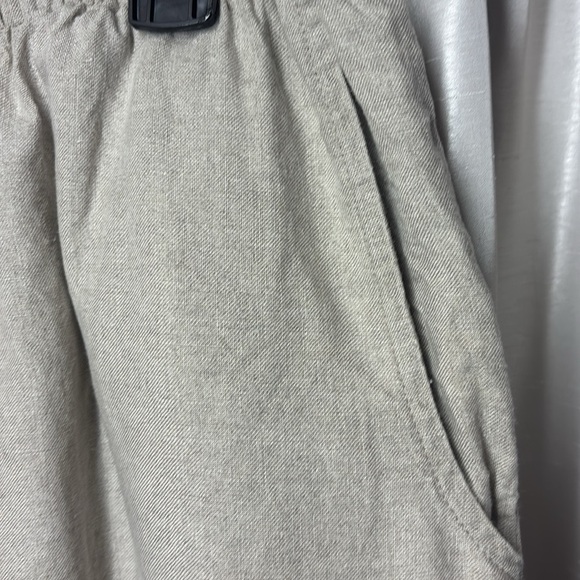 FLAX Linen Sun Shorts Beige/ Tan Flat Front Shorts,  medium - Picture 3 of 7